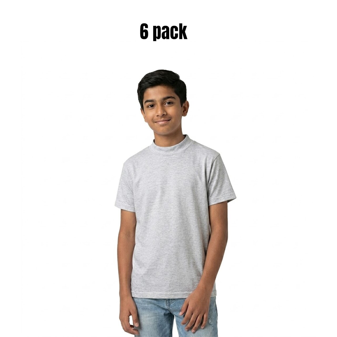 6 Pack Hanes Essential-T Youth Crewneck Short Sleeve T-Shirt for School, Casual & Bulk Everyday Wear